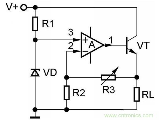 圖2 基本穩壓電源簡圖